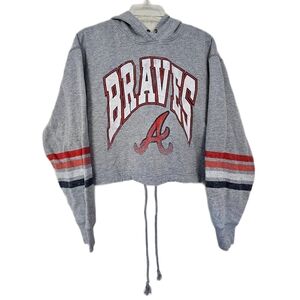 Gray Braves Cropped Hoodie Small